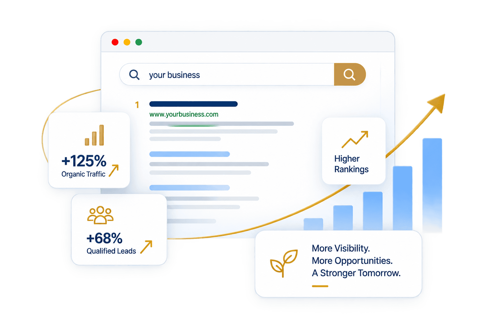 SEO search visibility and organic growth illustration
