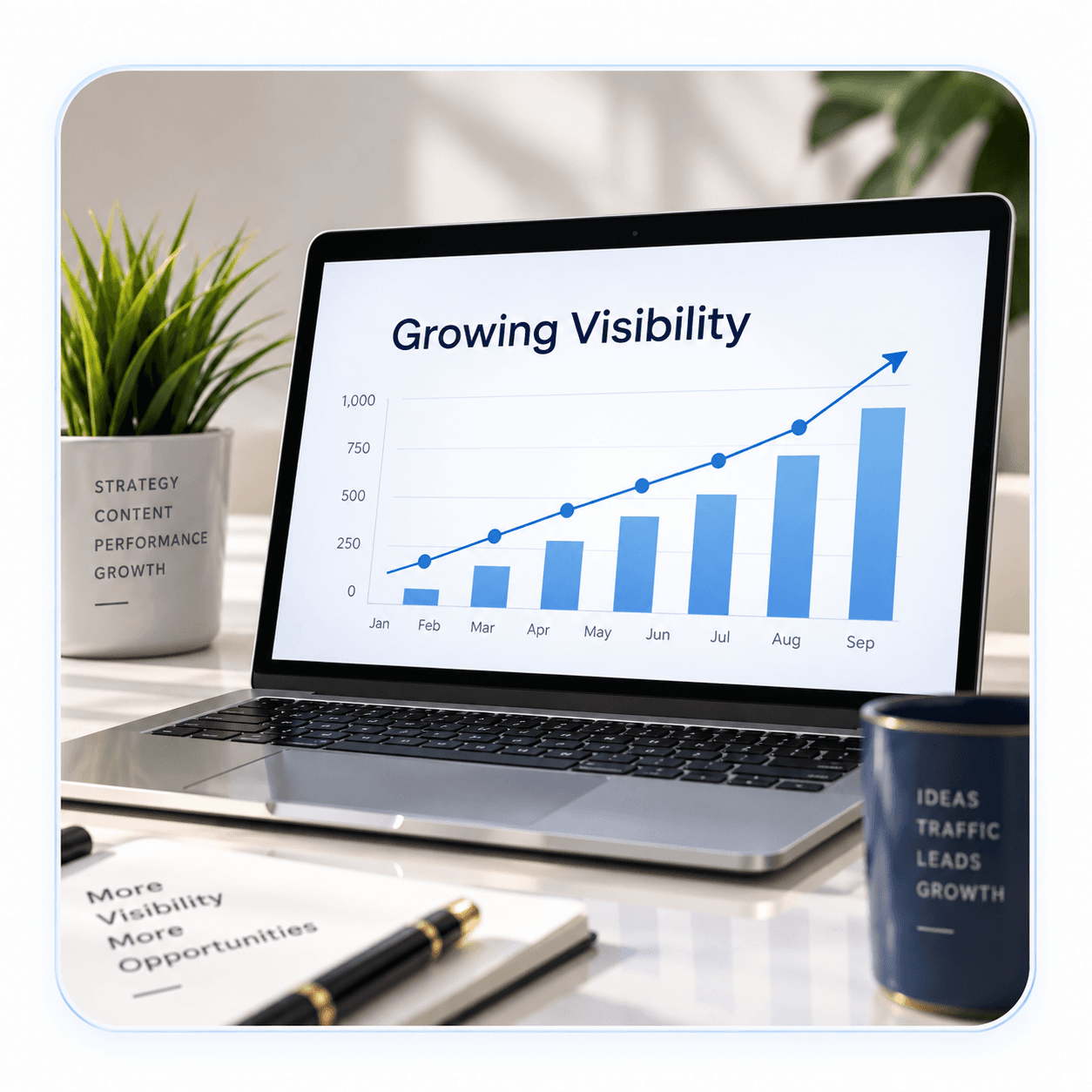 Growing organic search visibility chart