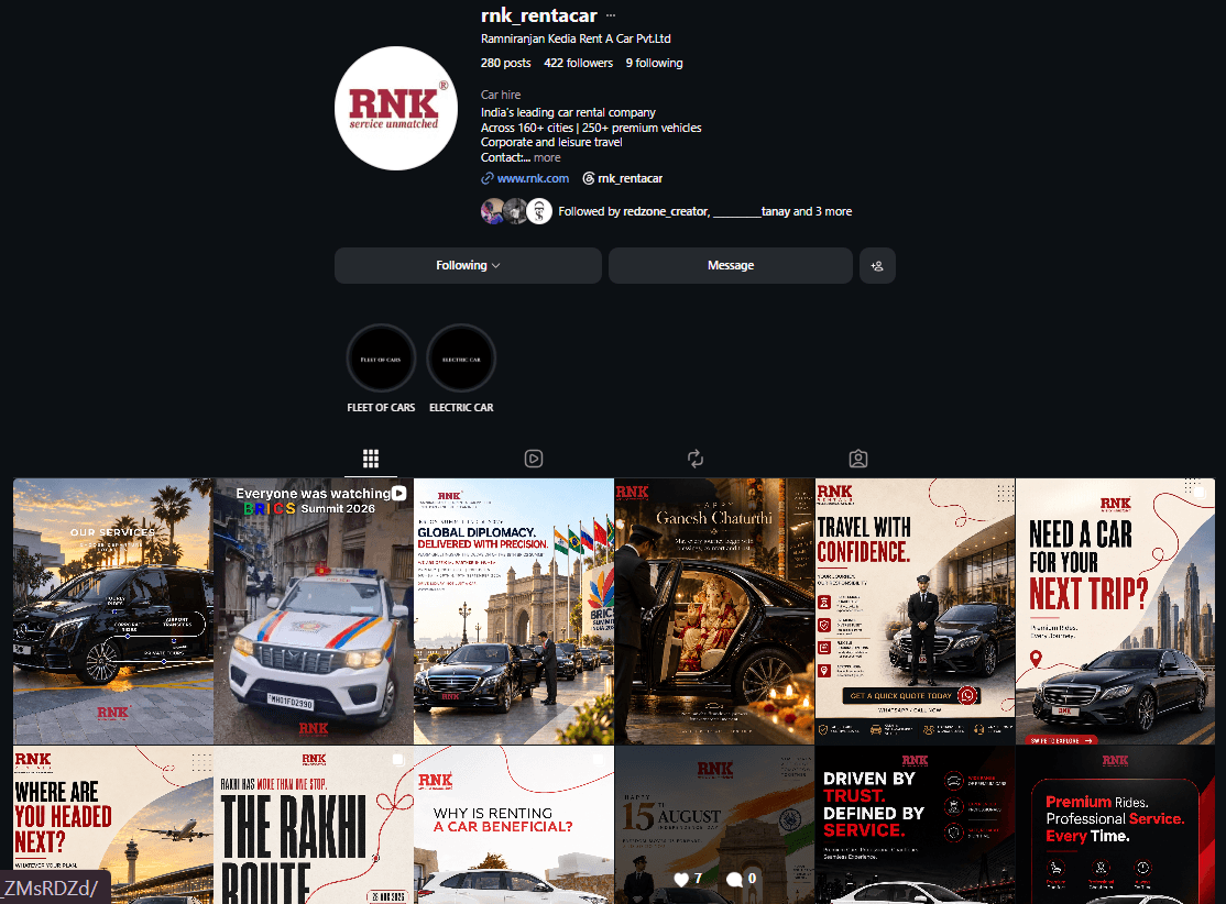RNK Rentals Social Media Marketing work